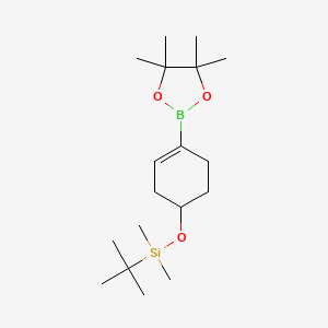 molecular formula C18H35BO3Si B1394507 叔丁基二甲基((4-(4,4,5,5-四甲基-1,3,2-二氧杂硼环丁-2-基)环己-3-烯-1-基)氧基)硅烷 CAS No. 865869-27-8