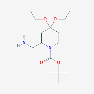 molecular formula C15H30N2O4 B1394510 Tert-butyl 2-(aminomethyl)-4,4-diethoxypiperidine-1-carboxylate CAS No. 1214977-76-0