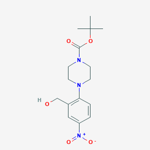 molecular formula C16H23N3O5 B1394512 Tert-butyl 4-(2-(hydroxymethyl)-4-nitrophenyl)piperazine-1-carboxylate CAS No. 955369-05-8