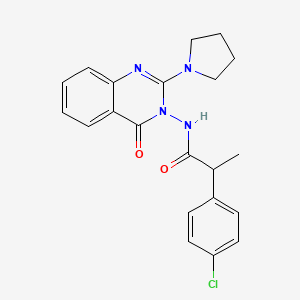 2-(4-chlorophenyl)-N-(4-oxo-2-pyrrolidin-1-yl-4H-quinazolin-3-yl)propionamide