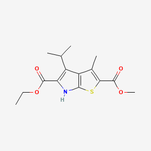 molecular formula C15H19NO4S B13945292 5-Ethyl 2-methyl 4-isopropyl-3-methyl-6H-thieno[2,3-b]pyrrole-2,5-dicarboxylate 