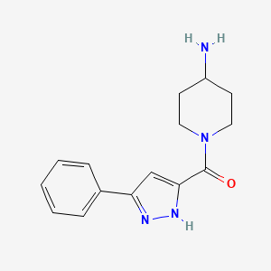 molecular formula C15H18N4O B1394538 1-[(3-phenyl-1H-pyrazol-5-yl)carbonyl]piperidin-4-amine CAS No. 1607174-15-1