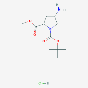 molecular formula C11H21ClN2O4 B1394548 1-Tert-butyl 2-methyl 4-aminopyrrolidine-1,2-dicarboxylate hydrochloride CAS No. 1922671-53-1