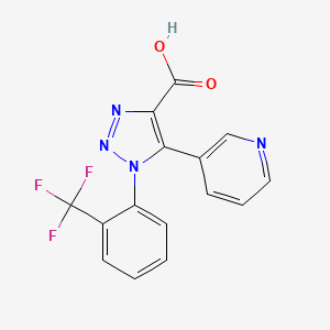 molecular formula C15H9F3N4O2 B1394564 5-(ピリジン-3-イル)-1-[2-(トリフルオロメチル)フェニル]-1H-1,2,3-トリアゾール-4-カルボン酸 CAS No. 1338653-66-9