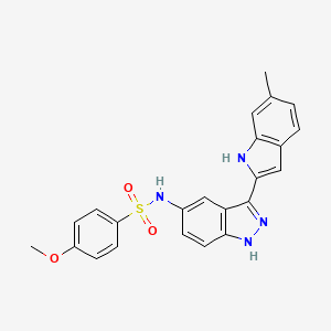 4-methoxy-N-(3-(6-methyl-1H-indol-2-yl)-1H-indazol-5-yl)benzenesulfonamide