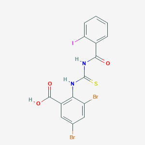 3,5-Dibromo-2-[(2-iodobenzoyl)carbamothioylamino]benzoic acid