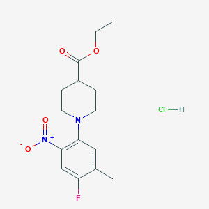 molecular formula C15H20ClFN2O4 B1394586 Ethyl 1-(4-fluoro-5-methyl-2-nitrophenyl)piperidine-4-carboxylate hydrochloride CAS No. 1261079-71-3