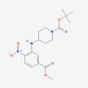 molecular formula C18H25N3O6 B1394592 叔丁基 4-{[5-(甲氧羰基)-2-硝基苯基]氨基}哌啶-1-羧酸酯 CAS No. 1280787-21-4