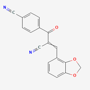 molecular formula C18H10N2O3 B1394597 4-[(E)-3-(1,3-benzodioxol-4-yl)-2-cyano-2-propenoyl]benzenecarbonitrile CAS No. 900014-98-4
