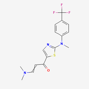 molecular formula C16H16F3N3OS B1394599 (E)-3-(Dimethylamino)-1-{2-[methyl-4-(trifluormethyl)anilino]-1,3-thiazol-5-yl}-2-propen-1-on CAS No. 1211883-38-3