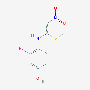 molecular formula C9H9FN2O3S B1394609 3-氟-4-{[(E)-1-(甲硫基)-2-硝基乙烯基]氨基}苯酚 CAS No. 338393-94-5