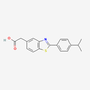 molecular formula C18H17NO2S B13946439 2-[2-(4-propan-2-ylphenyl)-1,3-benzothiazol-5-yl]acetic acid CAS No. 36782-45-3