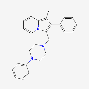 Indolizine, 1-methyl-2-phenyl-3-((4-phenyl-1-piperazinyl)methyl)-