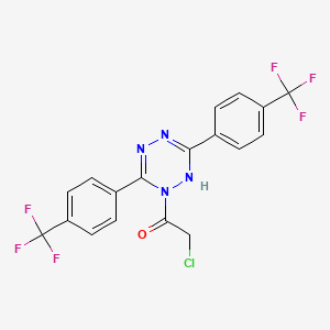 molecular formula C18H11ClF6N4O B13947452 1-{3,6-Bis[4-(trifluoromethyl)phenyl]-1,2,4,5-tetrazin-1(2H)-yl}-2-chloroethan-1-one CAS No. 861387-42-0