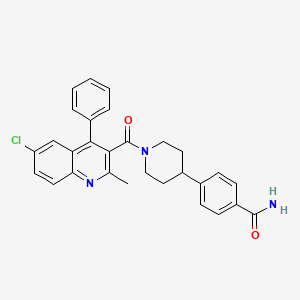 molecular formula C29H26ClN3O2 B13947730 4-(1-(6-Chloro-2-methyl-4-phenylquinoline-3-carbonyl)piperidin-4-yl)benzamide CAS No. 1226918-01-9