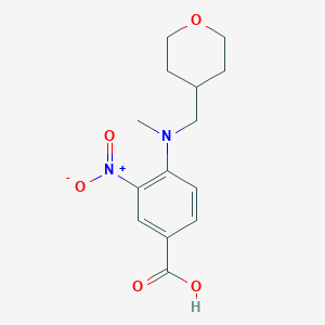 molecular formula C14H18N2O5 B1394782 4-[甲基（四氢-2H-吡喃-4-基甲基）氨基]-3-硝基苯甲酸 CAS No. 1219967-27-7