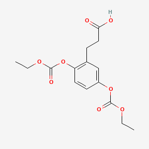 molecular formula C15H18O8 B13947823 Benzenepropanoic acid, 2,5-bis[(ethoxycarbonyl)oxy]- CAS No. 51944-00-4