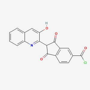 molecular formula C19H10ClNO4 B13947845 1H-Indene-5-carbonyl chloride, 2,3-dihydro-2-(3-hydroxy-2-quinolinyl)-1,3-dioxo- CAS No. 52237-05-5