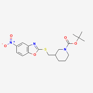 molecular formula C18H23N3O5S B13947853 3-(5-Nitro-benzooxazol-2-ylsulfanylmethyl)-piperidine-1-carboxylic acid tert-butyl ester 