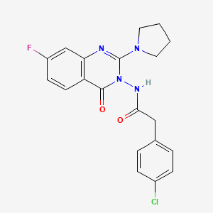 2-(4-chlorophenyl)-N-(7-fluoro-4-oxo-2-pyrrolidin-1-yl-4H-quinazolin-3-yl)acetamide