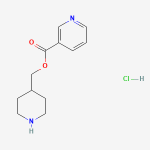 molecular formula C12H17ClN2O2 B1394808 4-哌啶基甲基烟酸盐酸盐 CAS No. 1219981-17-5