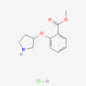 molecular formula C12H16ClNO3 B1394820 2-(3-吡咯烷基氧基)苯甲酸甲酯盐酸盐 CAS No. 1219972-41-4