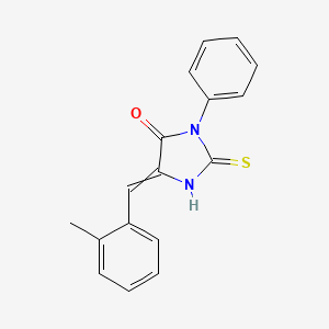 molecular formula C17H14N2OS B1394872 5-[(2-甲基苯基)亚甲基]-3-苯基-2-硫代亚甲基咪唑烷-4-酮 CAS No. 13109-85-8