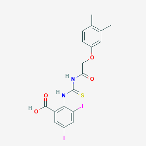 molecular formula C18H16I2N2O4S B13949004 2-[[2-(3,4-Dimethylphenoxy)acetyl]carbamothioylamino]-3,5-diiodobenzoic acid CAS No. 536977-65-8