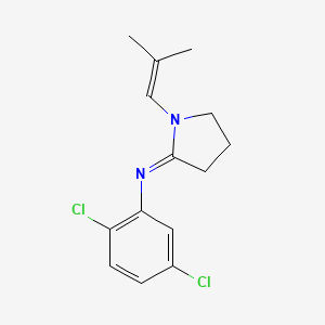 molecular formula C14H16Cl2N2 B13949032 Pyrrolidine, 2-((2,5-dichlorophenyl)imino)-1-(2-methyl-1-propenyl)- CAS No. 37425-83-5