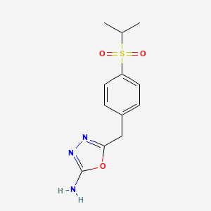 molecular formula C12H15N3O3S B1394925 5-(4-(异丙基磺酰基)苄基)-1,3,4-恶二唑-2-胺 CAS No. 1251577-69-1