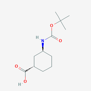 molecular formula C12H21NO4 B1394939 (1S,3S)-3-{[(tert-butoxy)carbonyl]amino}cyclohexane-1-carboxylic acid CAS No. 1008773-73-6