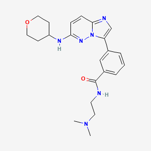 molecular formula C22H28N6O2 B13949578 N-(2-(dimethylamino)ethyl)-3-(6-(tetrahydro-2H-pyran-4-ylamino)imidazo[1,2-b]-pyridazin-3-yl)benzamide 