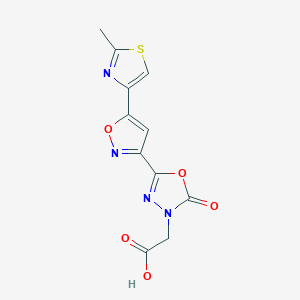 molecular formula C11H8N4O5S B1394960 [5-[5-(2-Methyl-1,3-thiazol-4-yl)isoxazol-3-yl]-2-oxo-1,3,4-oxadiazol-3(2H)-yl]acetic acid CAS No. 1216542-22-1