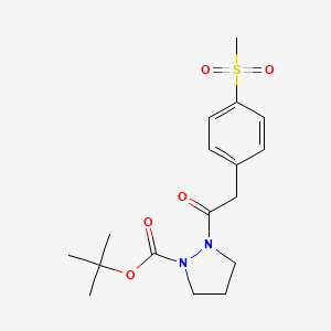 molecular formula C17H24N2O5S B1394962 叔丁基 2-{[4-(甲磺酰基)苯基]乙酰}吡唑烷-1-羧酸酯 CAS No. 1216711-55-5