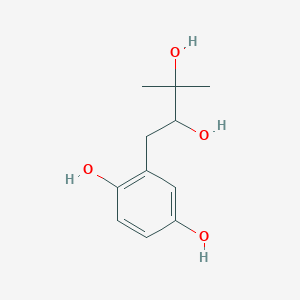 molecular formula C11H16O4 B13949823 2-(2,3-dihydroxy-3-methylbutyl)benzene-1,4-diol 