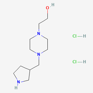 molecular formula C11H25Cl2N3O B1395020 2-[4-(3-吡咯烷基甲基)-1-哌嗪基]-1-乙醇二盐酸盐 CAS No. 1219964-38-1