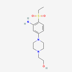 molecular formula C14H23N3O3S B1395023 2-{4-[3-Amino-4-(ethylsulfonyl)phenyl]-1-piperazinyl}-1-ethanol CAS No. 1220039-23-5