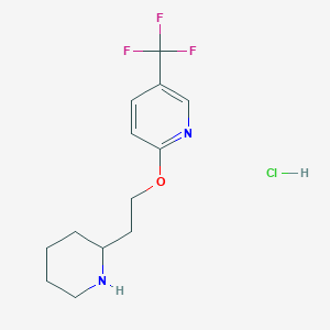 molecular formula C13H18ClF3N2O B1395051 2-[2-(2-Piperidinyl)ethoxy]-5-(trifluoromethyl)-pyridine hydrochloride CAS No. 1219976-75-6