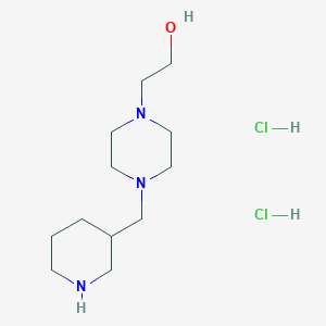 molecular formula C12H27Cl2N3O B1395063 2-[4-(3-Piperidinylmethyl)-1-piperazinyl]-1-ethanol dihydrochloride CAS No. 1220029-95-7
