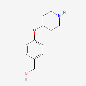 molecular formula C12H17NO2 B1395102 [4-(Piperidin-4-yloxy)-phenyl]-methanol CAS No. 1251336-69-2