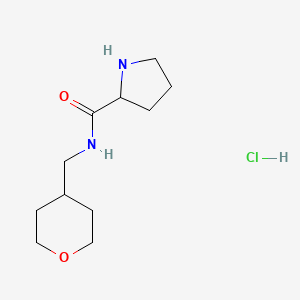 molecular formula C11H21ClN2O2 B1395170 N-(Tetrahydro-2H-pyran-4-ylmethyl)-2-pyrrolidinecarboxamide hydrochloride CAS No. 1236261-54-3