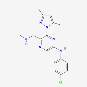 molecular formula C17H19ClN6 B13952130 (4-Chloro-phenyl)-[6-(3,5-dimethyl-pyrazol-1-yl)-5-methylaminomethyl-pyrazin-2-yl]-amine 