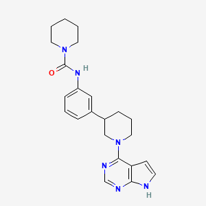 molecular formula C23H28N6O B13952214 N-(3-(1-(7H-pyrrolo[2,3-d]pyrimidin-4-yl)piperidin-3-yl)phenyl)piperidine-1-carboxamide 