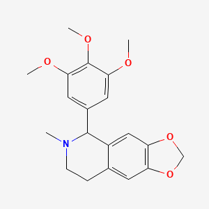 molecular formula C20H23NO5 B13952275 2-Methyl-6,7-methylenedioxy-1,2,3,4-tetrahydro-1-(3,4,5-trimethoxyphenyl)isoquinoline CAS No. 63979-53-3