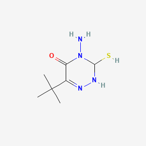 molecular formula C7H14N4OS B13952357 4-Amino-6-tert-butyl-3,4-dihydro-3-mercapto-1,2,4-triazin-5(2H)-one CAS No. 59742-87-9