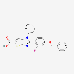 molecular formula C25H21FN2O3S B13952400 2-[4-(Benzyloxy)-2-fluorophenyl]-1-(cyclohex-2-en-1-yl)-1H-thieno[2,3-d]imidazole-5-carboxylic acid CAS No. 852898-37-4