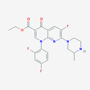 molecular formula C22H21F3N4O3 B13952404 Ethyl 1-(2,4-difluorophenyl)-6-fluoro-7-(3-methylpiperazin-1-yl)-4-oxo-1,4-dihydro-1,8-naphthyridine-3-carboxylate CAS No. 100491-63-2