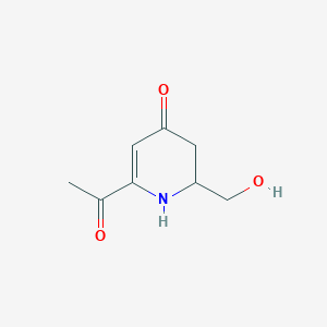 molecular formula C8H11NO3 B13952433 6-Acetyl-2,3-dihydro-2-(hydroxymethyl)-4(1H)-pyridinone CAS No. 214218-63-0