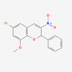 molecular formula C16H12BrNO4 B13952445 6-Bromo-8-methoxy-3-nitro-2-phenyl-2H-1-benzopyran CAS No. 57543-90-5