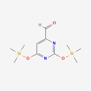 molecular formula C11H20N2O3Si2 B13952557 2,6-Bis[(trimethylsilyl)oxy]-4-pyrimidinecarbaldehyde CAS No. 56272-56-1